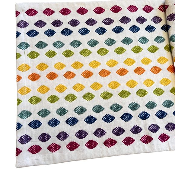 Crate & Barrel Solstice Table Runner Spring Easter Rainbow Embroidered 90x14 - Picture 10 of 15